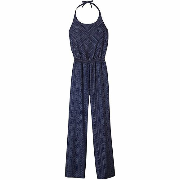 New NWT Prana Jumpsuit Halter Dark Blue Womens S Bra Pants Pockets Light Comfy